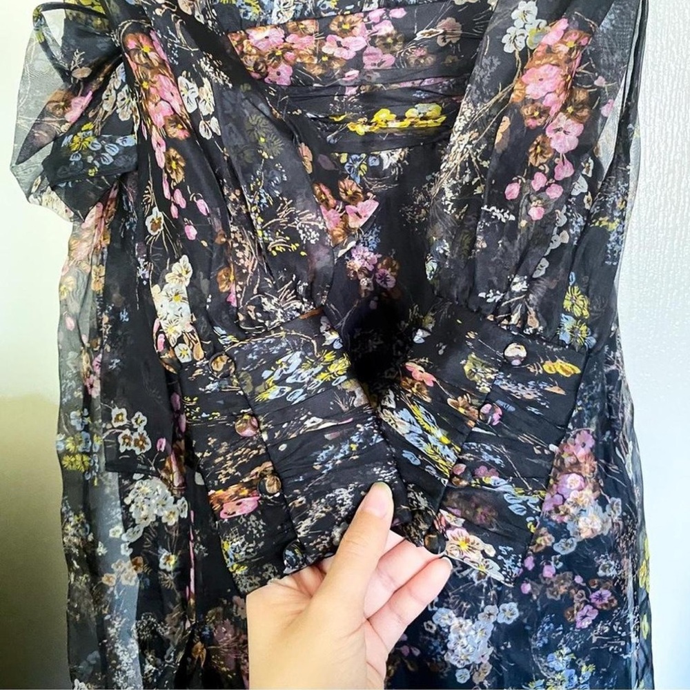 Cinq à Sept Black Floral Ruffle Maxi Dress - Picture 3 of 14